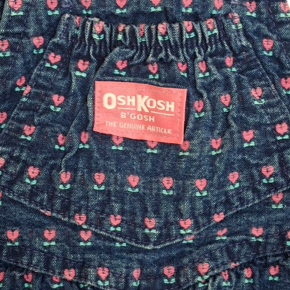Vintage OshKosh B'gosh girls toddler denim heart overalls bibs size 2T - Picture 4 of 7